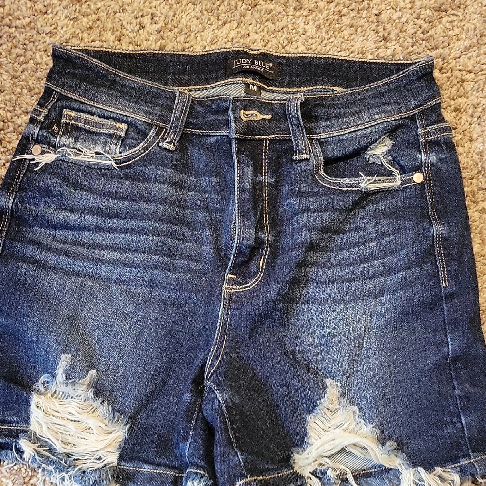 Judy Blue Distressed Dark Blue Jean Shorts